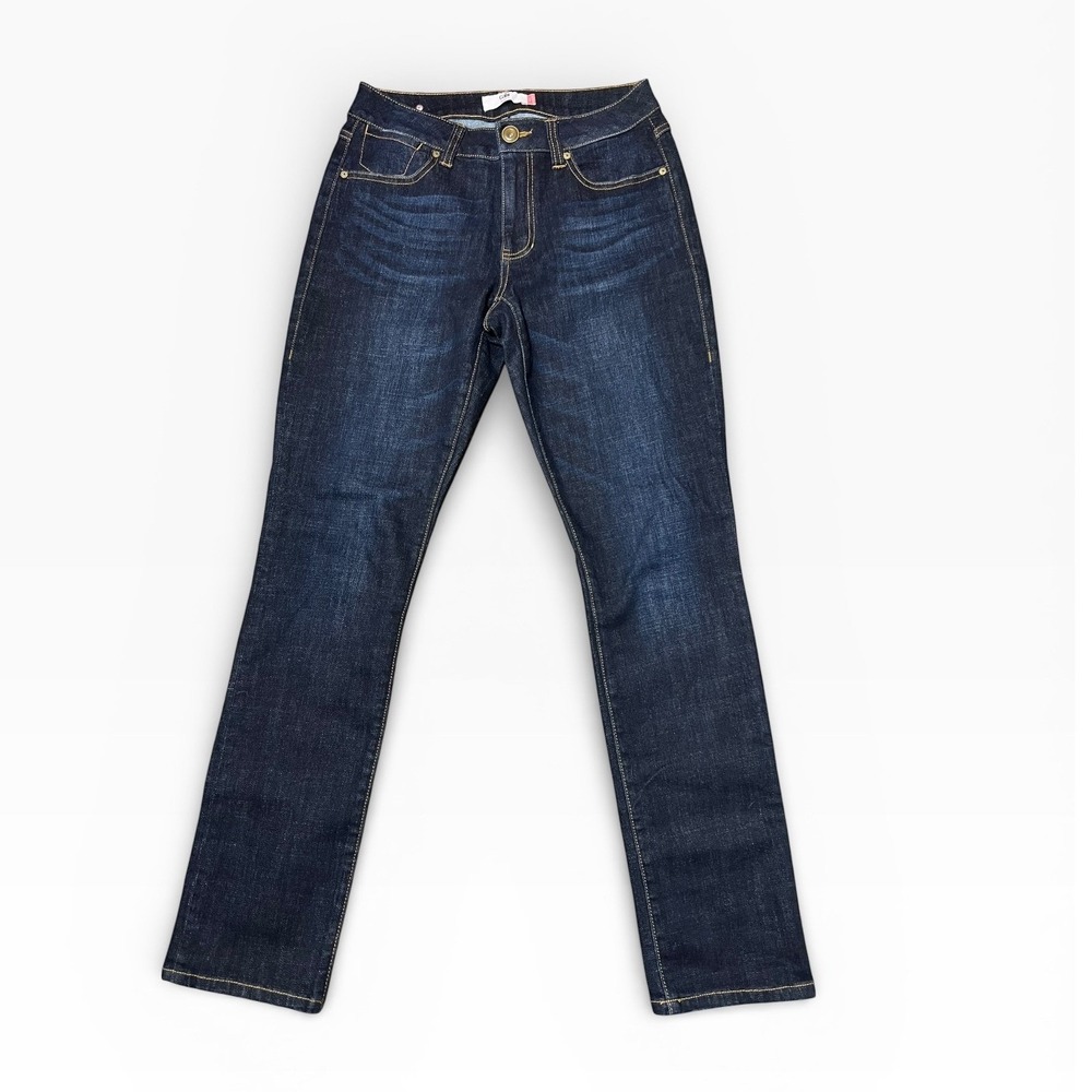 Cabi High Straight Jeans Dark Wash Denim Straight Leg Size 4 3386 Stretch Preppy